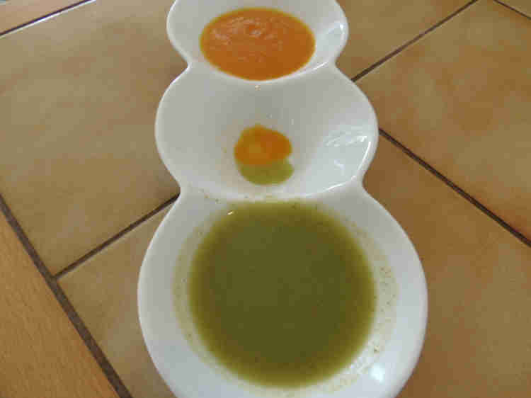 שני מרקים דיאטטיים- ירוק וכתום