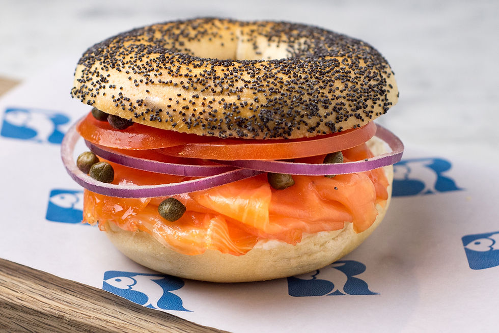 Lox and cream cheese bagel sandwich