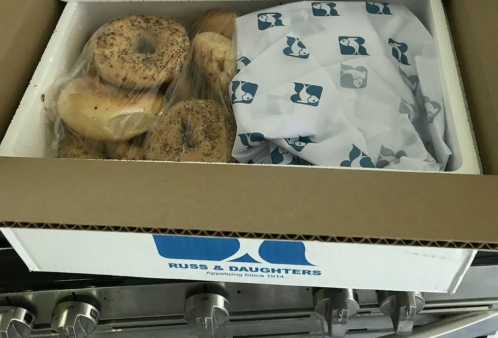 Unpacking Russ & Daughters shipment box