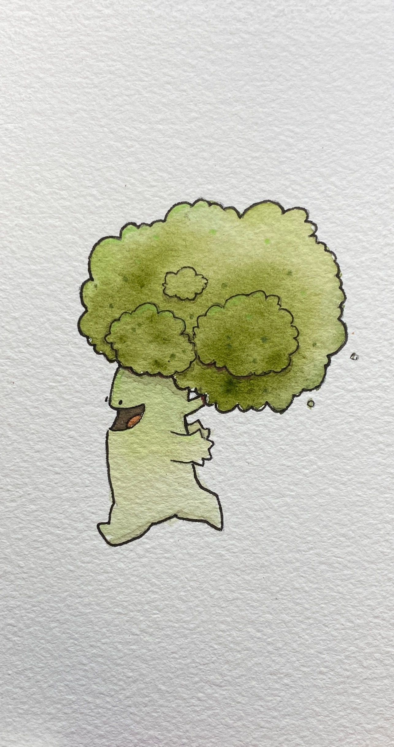 Naked Brocolli Original Watercolor