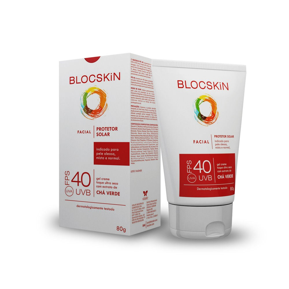 BLOCSKIN FPS40 FACIAL COM CHÁ VERDE 80g