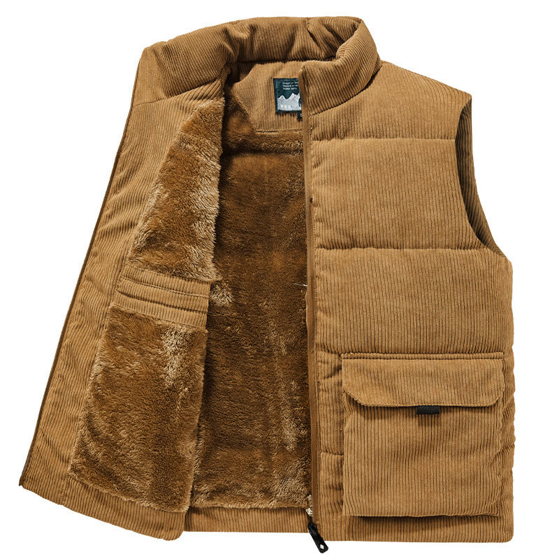 Thumbnail: Men's Corduroy Vest with Pockets and Thick Lining