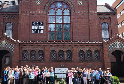 Black Lives Matter First Universalist Group Shot in front of church