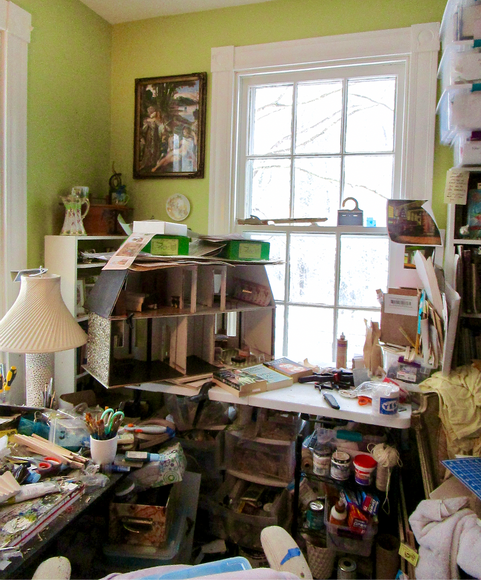 This is just the mess in one corner, where I was working full-bore on the cottage.