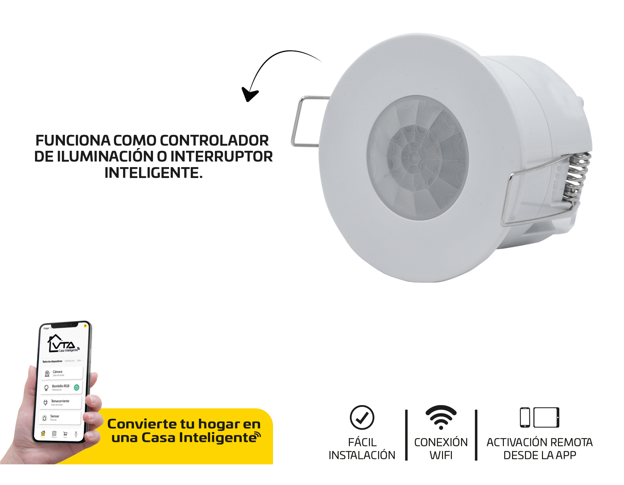 Sensor de Movimiento de Empotrar Drywall 360° Vta+ Smar Home VTA-84461