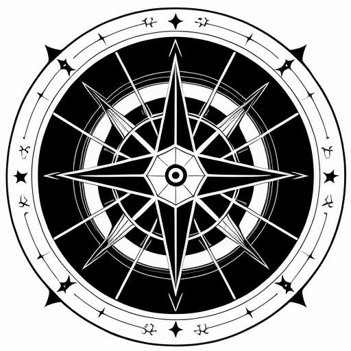 Black and white compass rose design