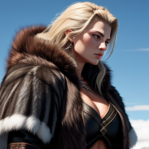 Blonde woman in fur coat, outdoors