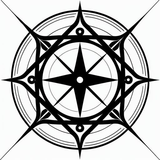 Abstract eight-pointed star compass rose design