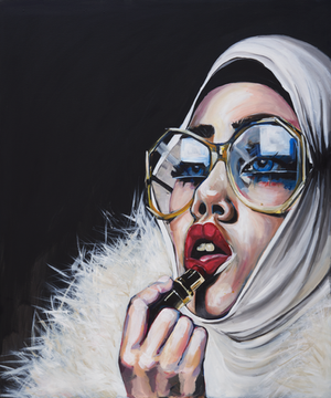 Lady in head scarf