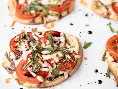 Tangy Caprese Naan Pizza