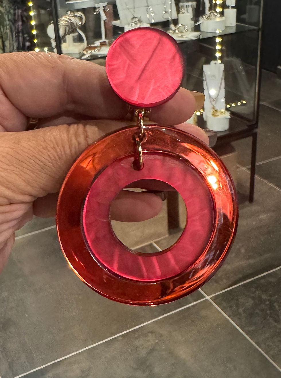 Miniature : Francine Bramli boucles d’œillets clips Veronica double rouge