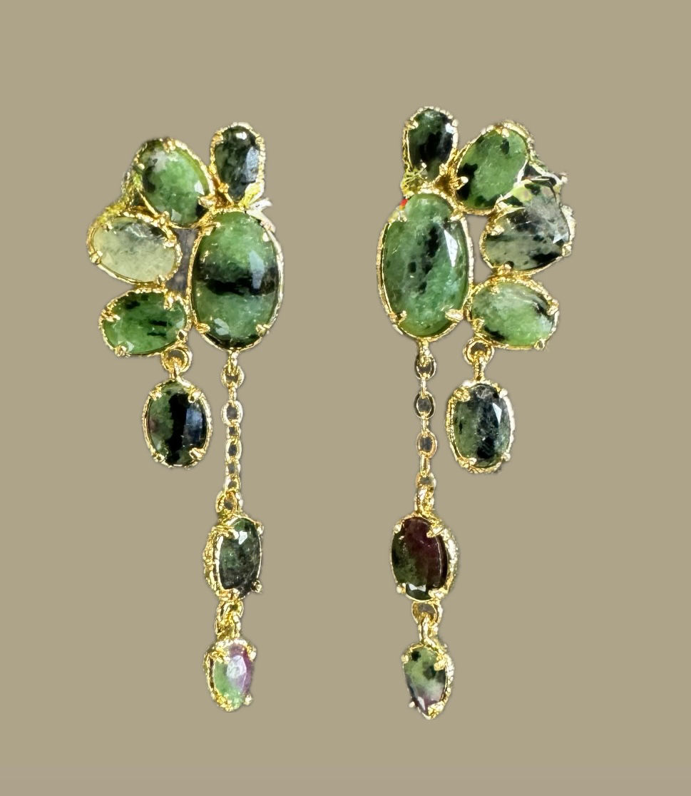 Habaha boucles d’oreilles Apache verte