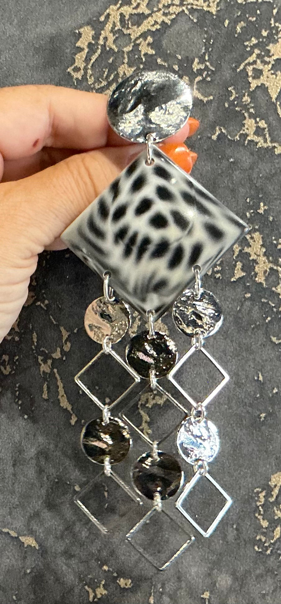 Miniature : Francine Bramli boucles d’oreilles clips Énora pampilles XL pièce unique 