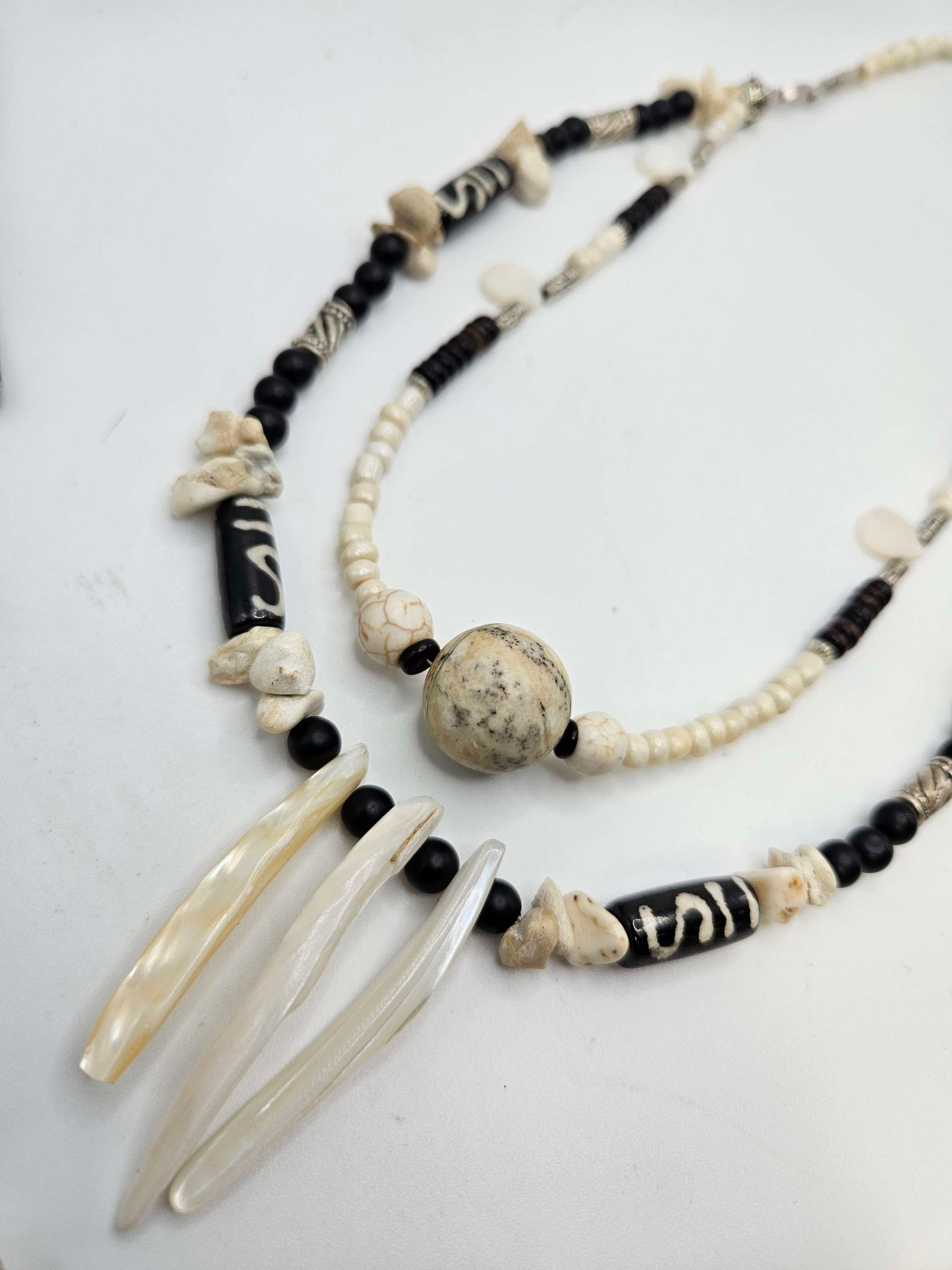 Boho Black & Ivory 2-Strand Bone Necklace
