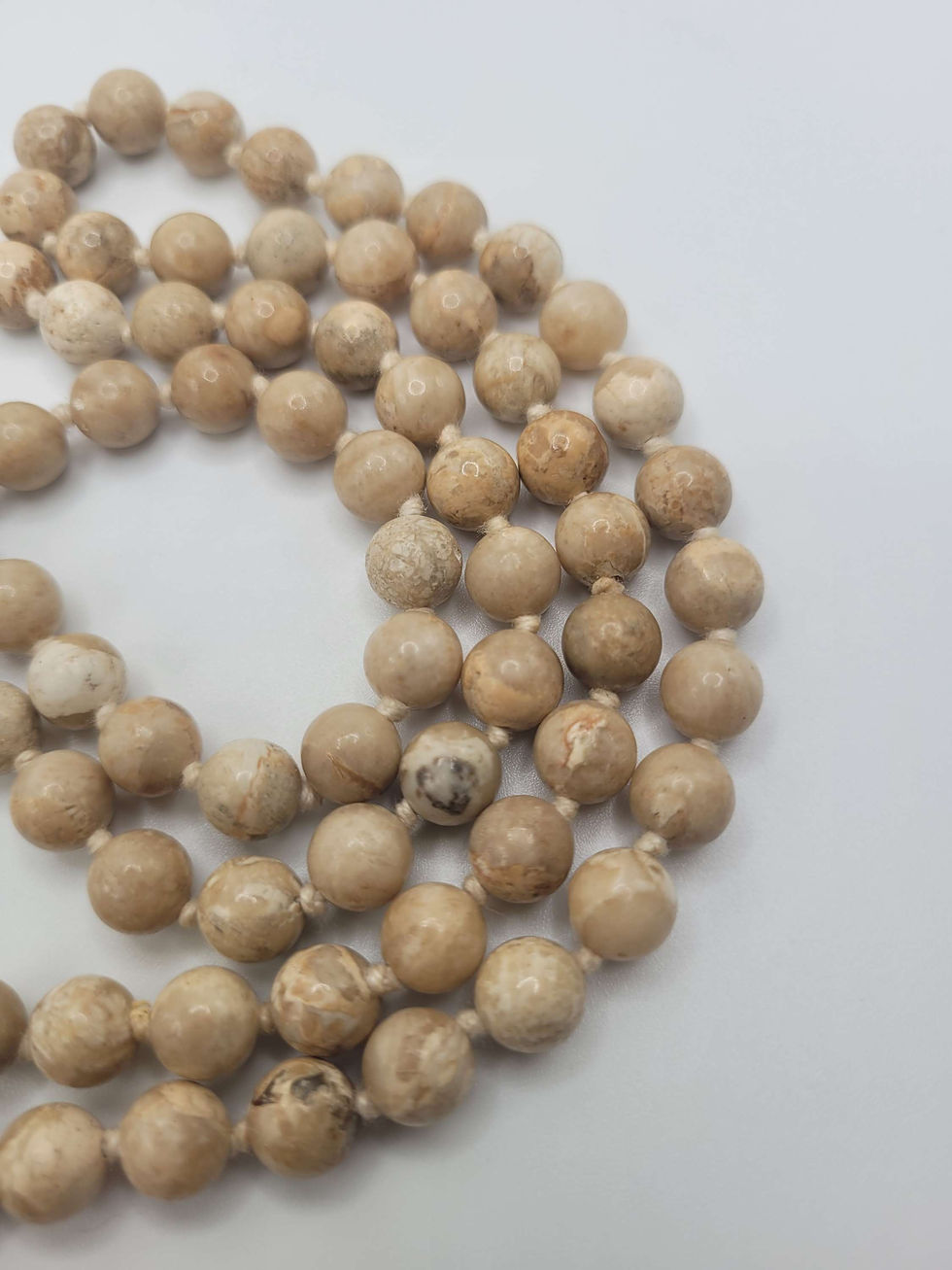Thumbnail: Natural Fossil Jasper River Stone Necklace 30"