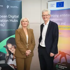 Minister of State for Trade Promotion, Artificial Intelligence and Digital Transformation Niamh Smyth TD, Joe Healy (Head of Research and Innovation, Enterprise Ireland)