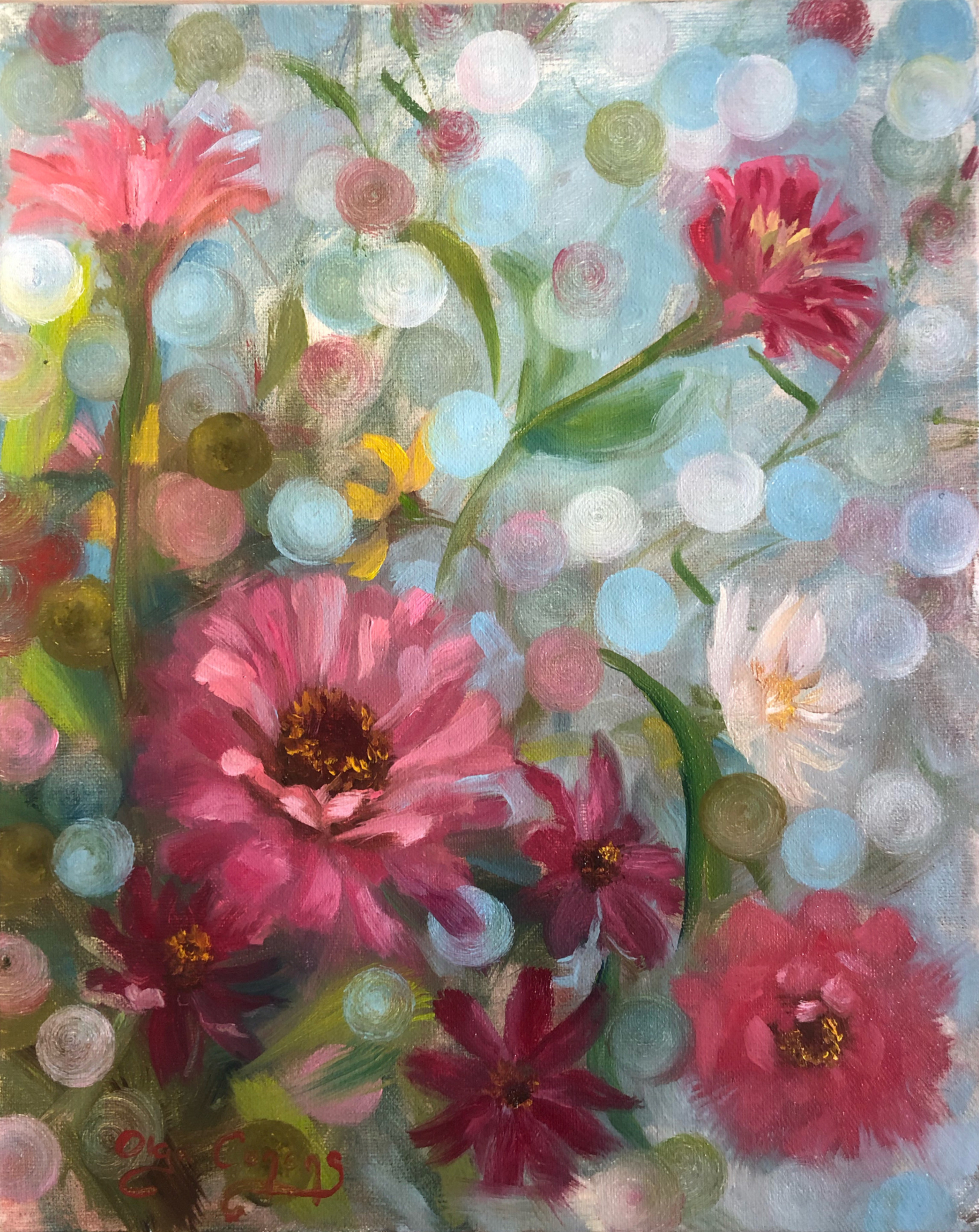 Zinnias- Original Painting