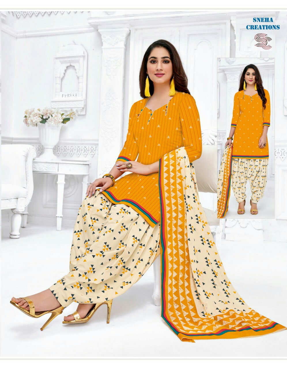 COTTON CHUDIDARS MATERIAL - ( SC-CD-A065 ) - YELLOW
