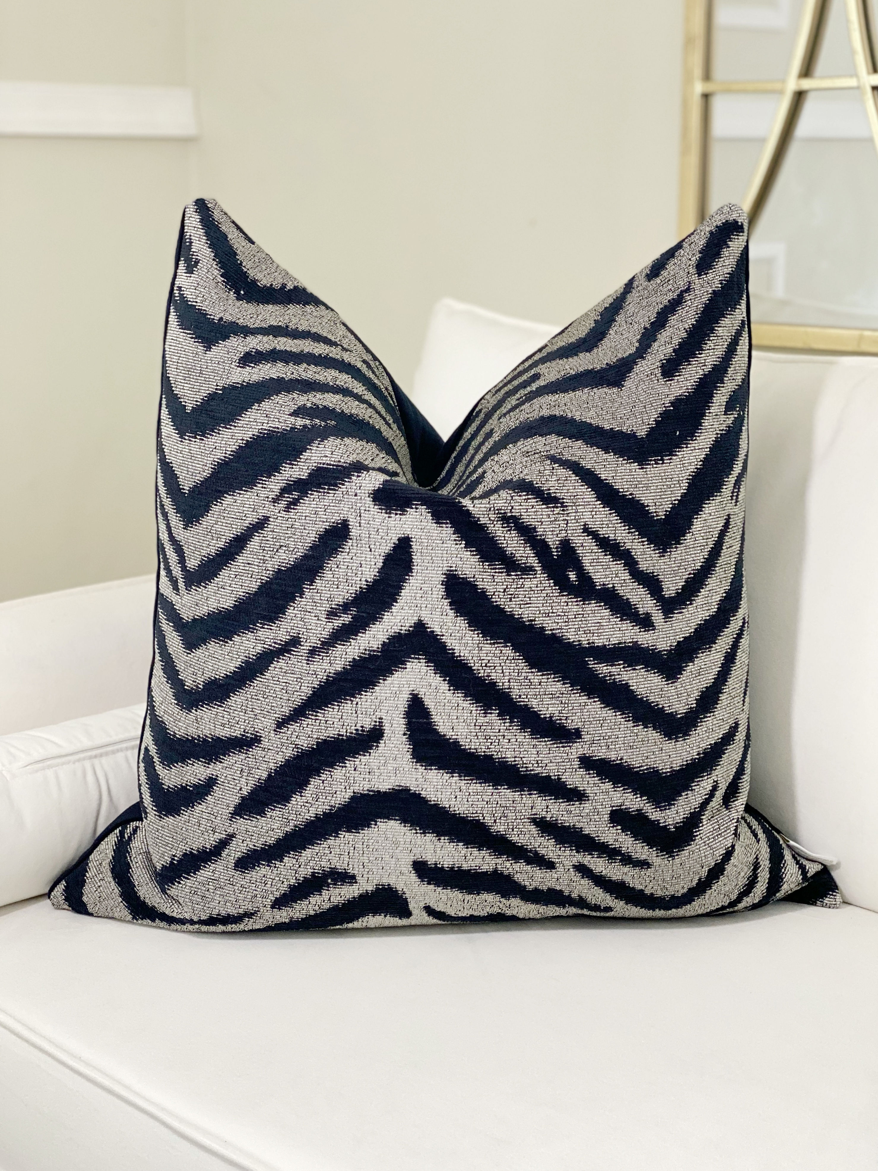 Black Zebra Pillow Cover 24x24