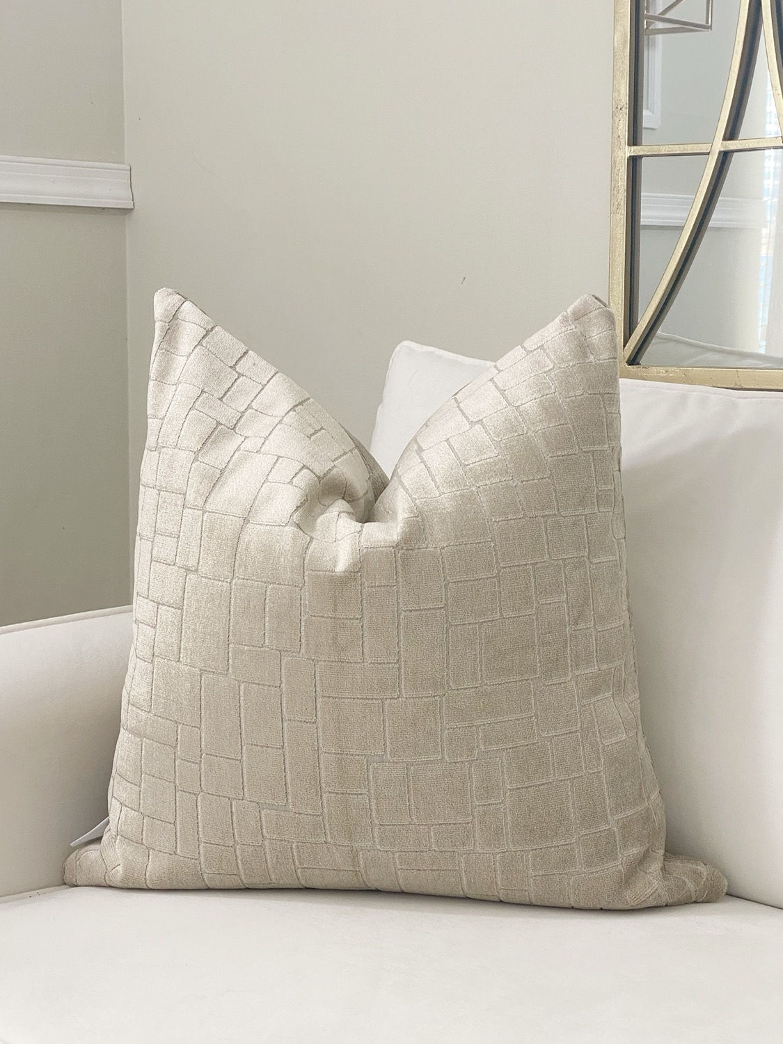 Beige Block Pillow Cover 24x24