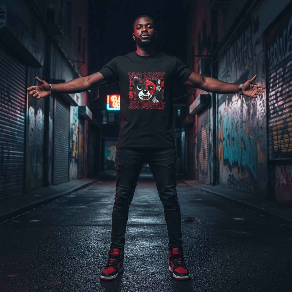 No Luck All Hustle T-Shirt designed by drippy jo