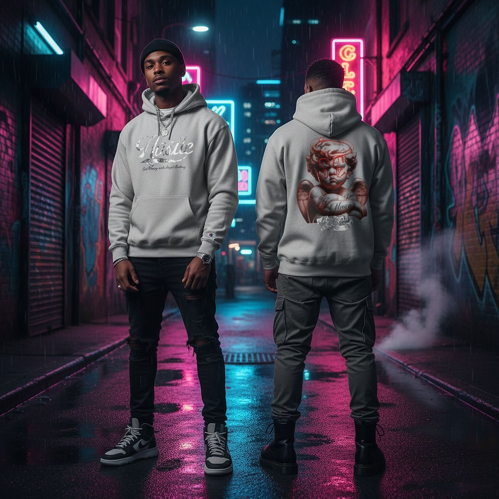 Hustle get money with angel backing Champion Hoodie