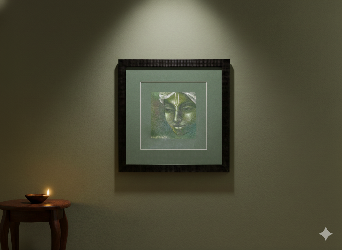 Divine Radiance: Handcrafted Krishna Portrait