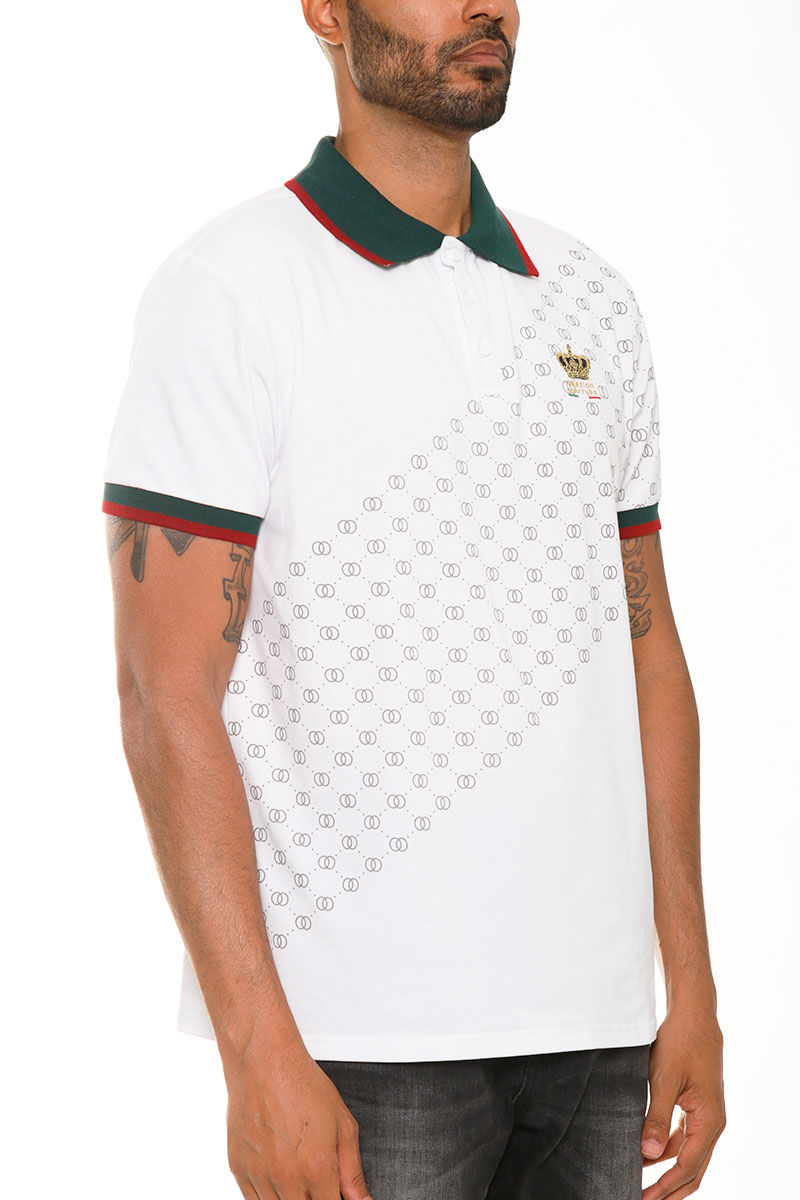 Thumbnail: Italian Print Collared Polo Shirt