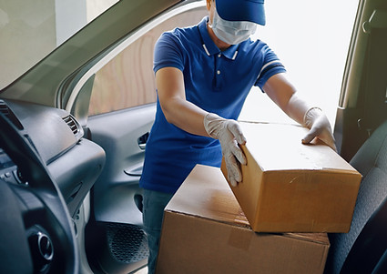 Delivery services courier during the Cor