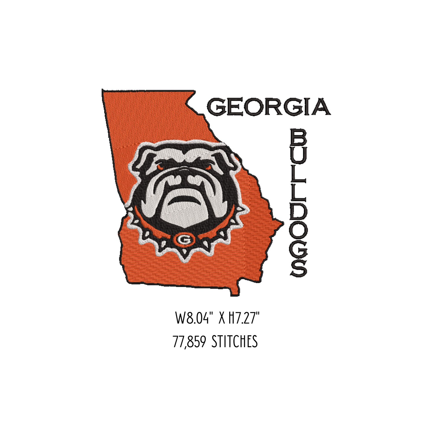 Georgia Bulldogs State Machine Embroidery Design