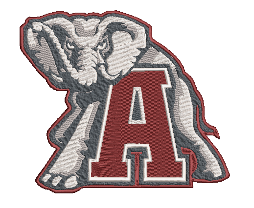 Thumbnail: Elephant, Big A, Alabama Machine Embroidery Design