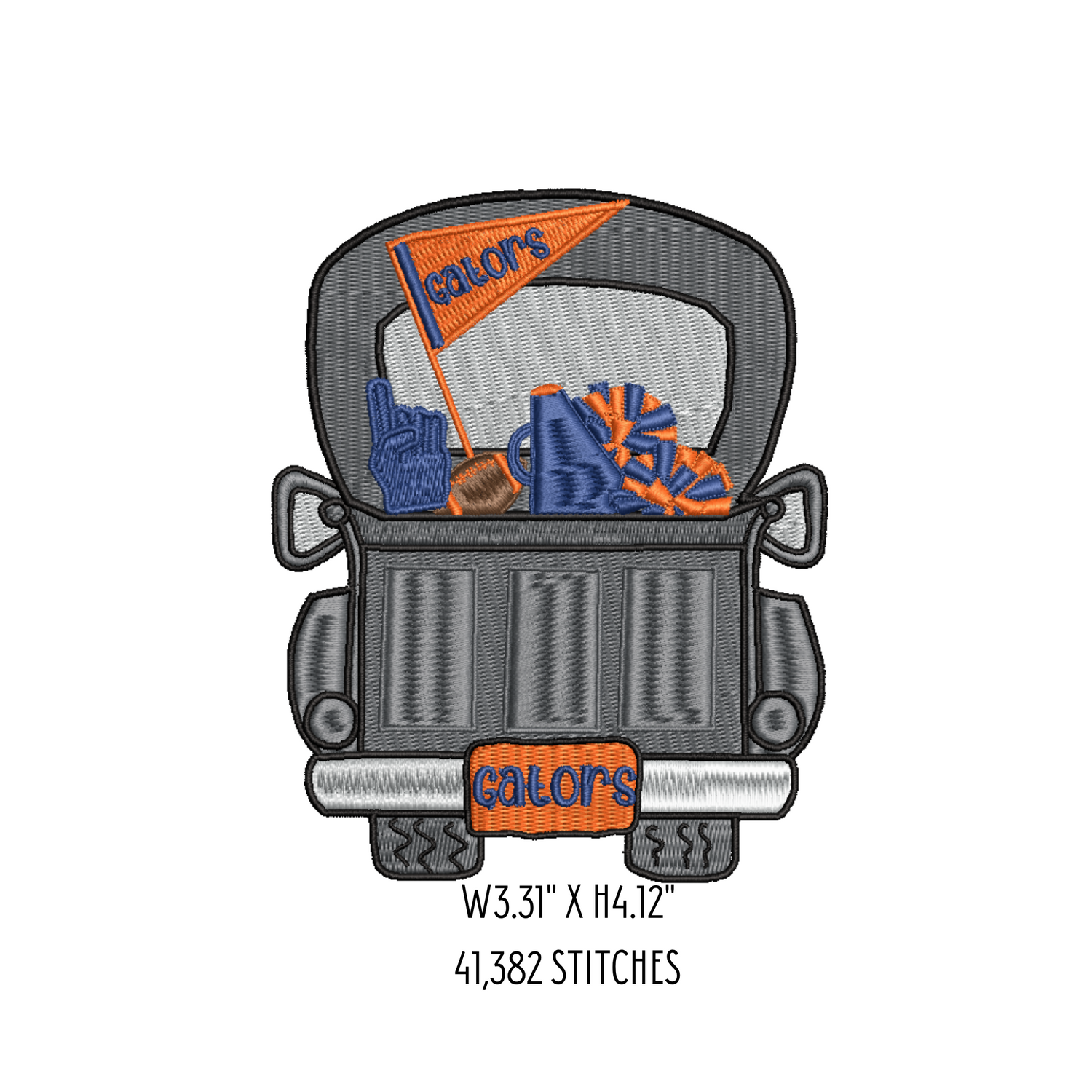Florida Gators Truck Tailgate Machine Embroidery Design