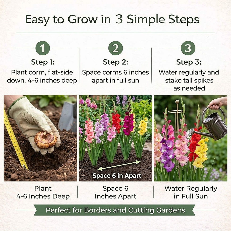 Thumbnail: Mixed Gladiolus Flowers - 100 Bulbs