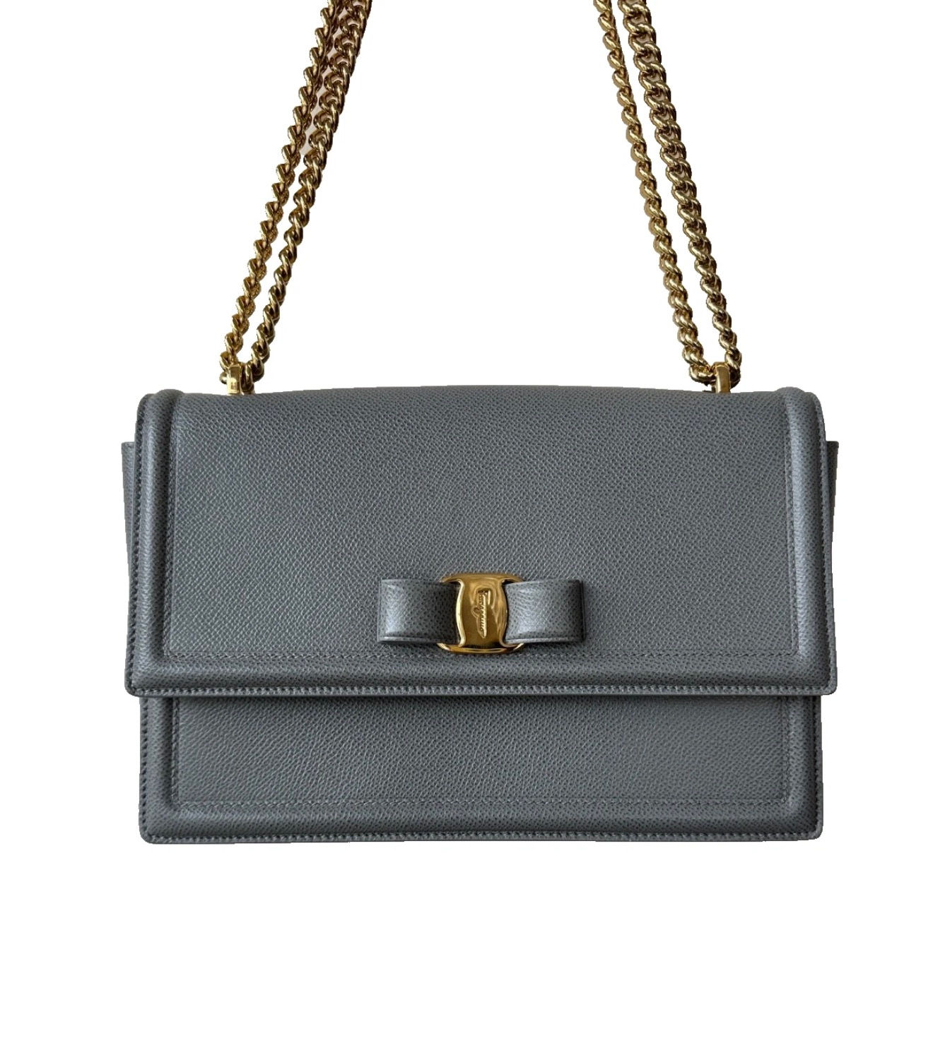 Vintage Salvatore Ferragamo Pale Grey Ginny Shoulder Bag