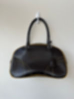 Prada Brown Leather Lock & Key Bowling Handbag 1
