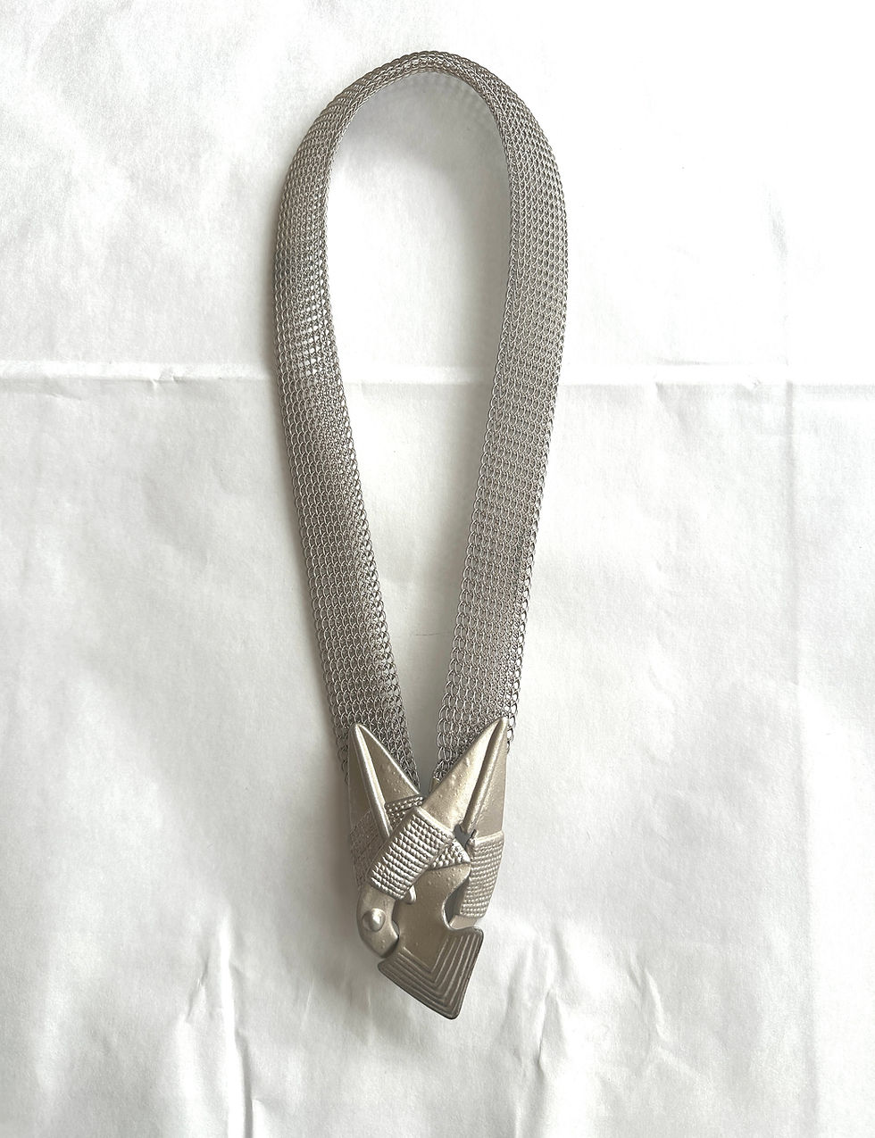 Thumbnail: Vintage Silver Mesh Chainmail Arrowhead Metal Belt