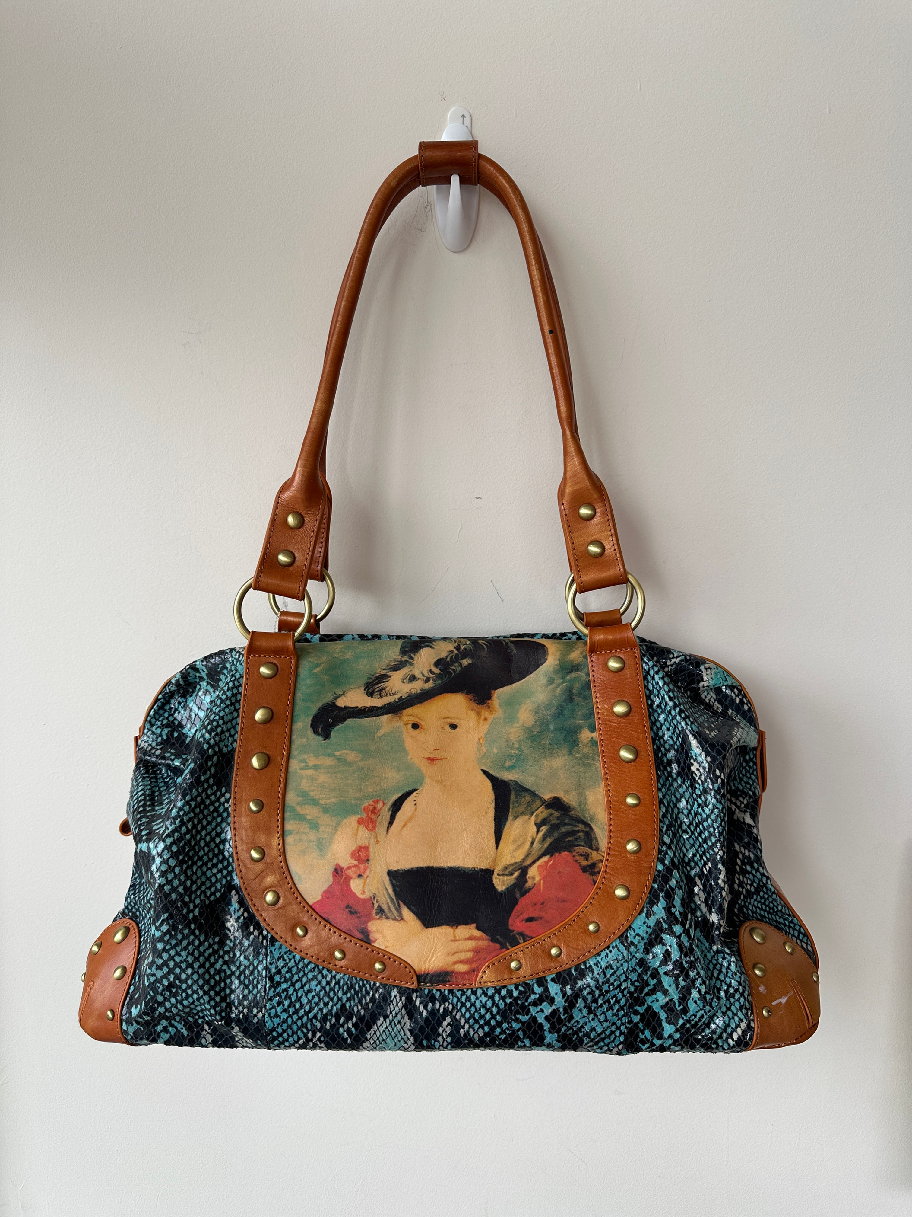 Original by Sharif 1827 Susanna Lunden Art Portrait Snakeskin Shoulder Bag 1