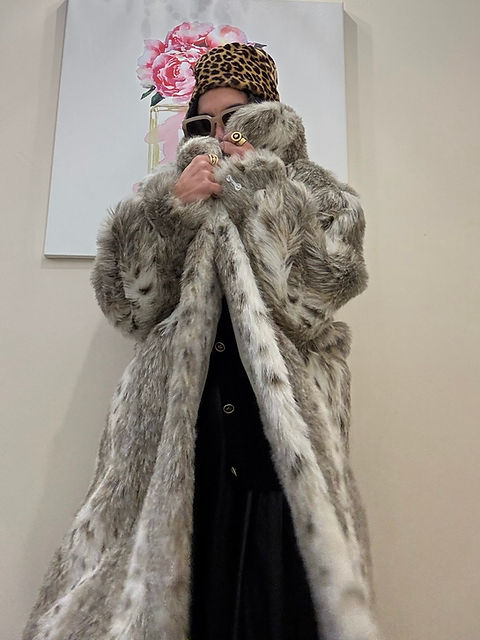 Vintage Faux Snow Leopard Fur Coat | Suburban Revival