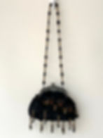 Vintage Mary Frances Black Beaded Ornate Kiss lock Evening Bag 1