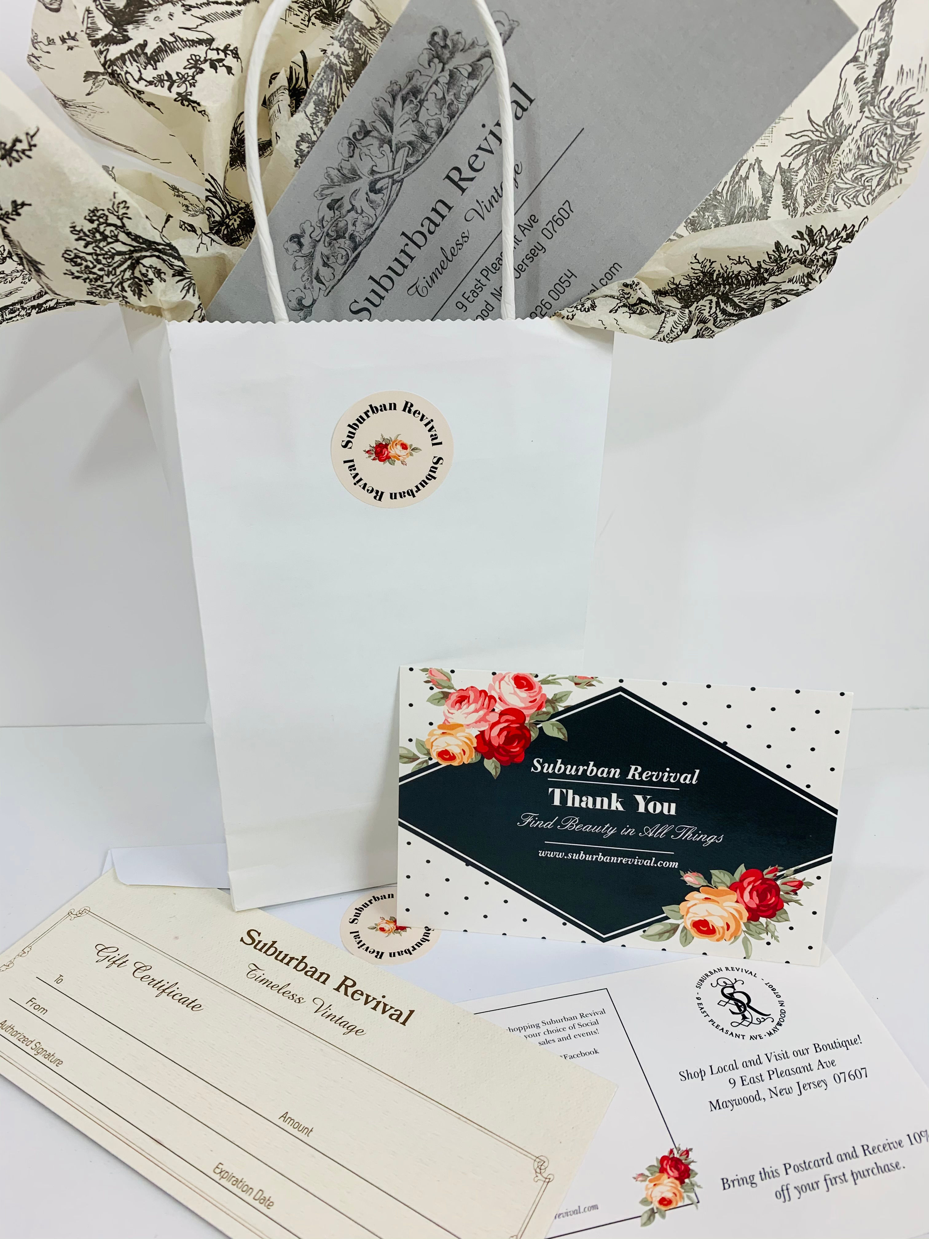 Suburban Revival Vintage Boutique in Maywood NJ Bergen County Gift Certificate $25 $50 $75 $100