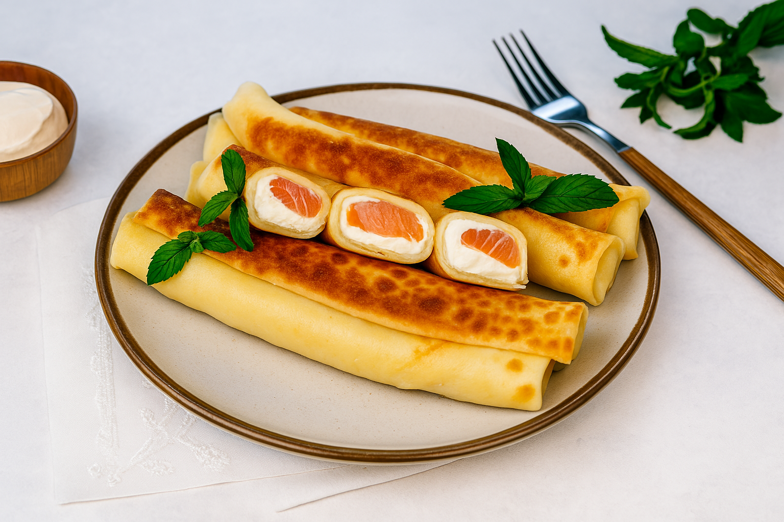 Млинці з лососем та крем сиром