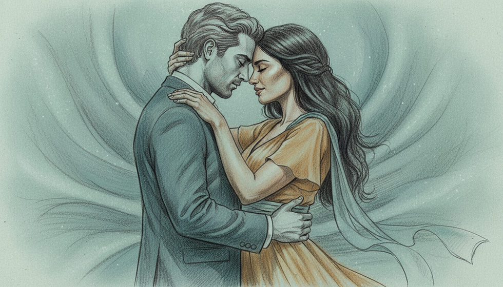 Firefly_Gemini Flash_A sketch of a man in a suit and a woman in a dress. the man is middle