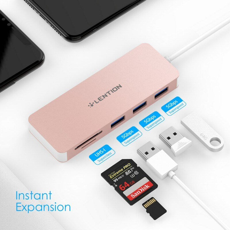 Thumbnail: LENTION USB-C Hub, Type C, USB 3.0, SD/TF Card Reader