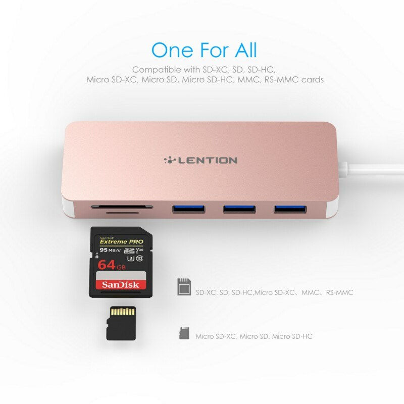 Thumbnail: LENTION USB-C Hub, Type C, USB 3.0, SD/TF Card Reader