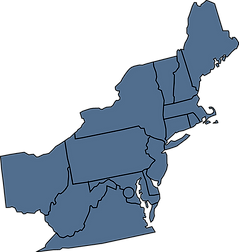 A map of the northeast region of the United States.