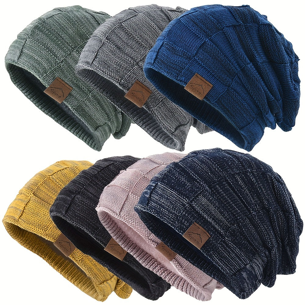 1pc Plus Velvet Mixed Color Versatile Knitted Hat For Men And Women, Ideal choic
