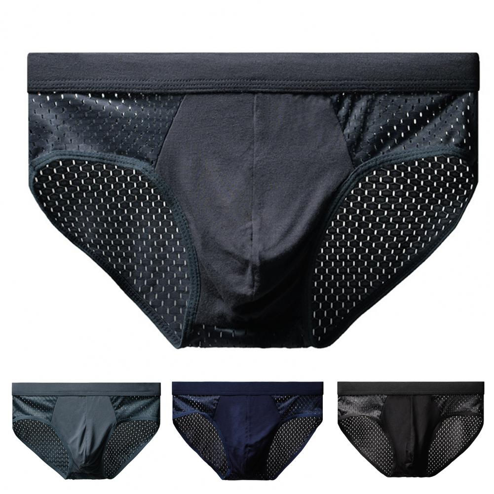 Men Briefs Summer Ice Silk Underwear Breathable Bamboo Carbon Fiber Anti-Bacteri
