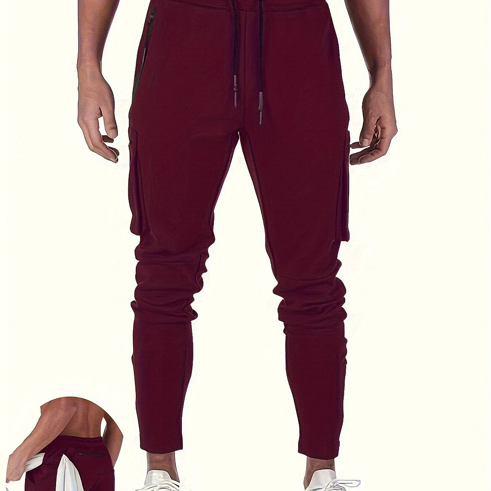 Thumbnail: Men's Athletic Pants with Zippered Ankle Opening - Stretch Gym Joggers, Multiple