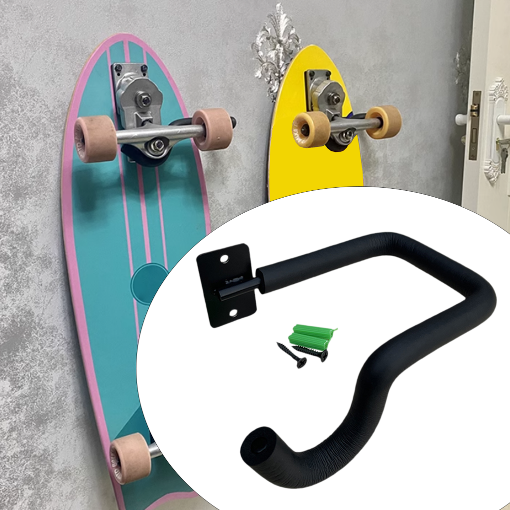 Skateboard Wall Hanger for Home Garage Easy to Install with Sponge Pad Wheels Fa