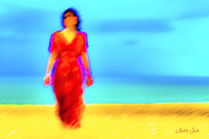 𝐄𝐥𝐥𝐞 𝐬’𝐞́𝐥𝐞𝐯𝐞, 𝐥𝐢𝐛𝐫𝐞
Elle avance, libre et consciente,
laissant derrière elle les chaînes du doute et de la peur.
Chaque pas est une déclaration, chaque souffle une promesse :
celle de marcher vers sa lumière intérieure.
Ses empreintes sur le sable sont des traces de courage,
des preuves silencieuses que rien ne peut l’arrêter.
Elle transforme les obstacles en force,
les blessures en sagesse,
et la peur en un feu sacré qui l’élève.
Guerrière de lumière, femme en éveil,
elle ose exister pleinement,
danser avec l’infini,
et embrasser sa véritable puissance.